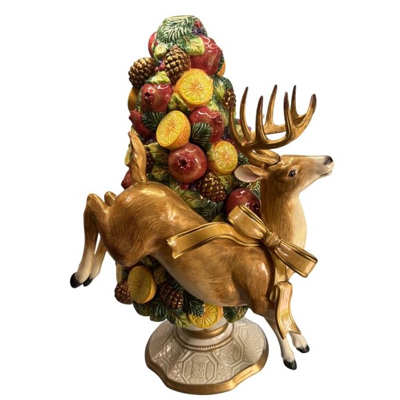 Fitz & Floyd Classics Winter Spice Deer Topiary Christmas Centerpiece Large 19" - Picture 1 of 12